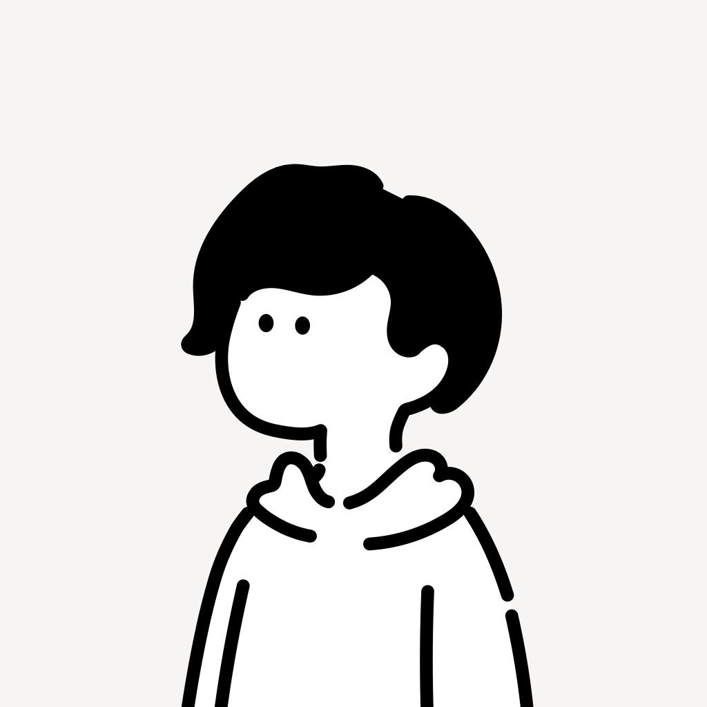 Stecu's avatar: a black and white illustration of a person with black hair wearing a white hoodie